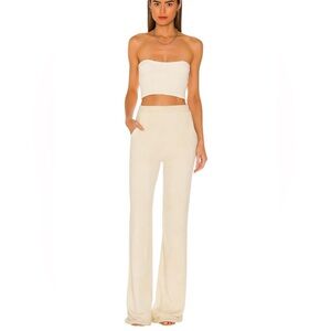 NWT Aya Muse Opal Chenille Wide Leg Pants Cream Size S